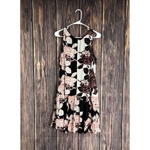 Mauve Anthropologie Dress Women 12 Sleeveless Floral Pockets Colorful Midi